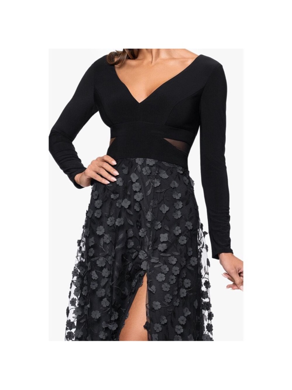 Xscape Formal Evening Gown Size 8 Black Wedding Romantic Cocktail Party Dress - Picture 2 of 7